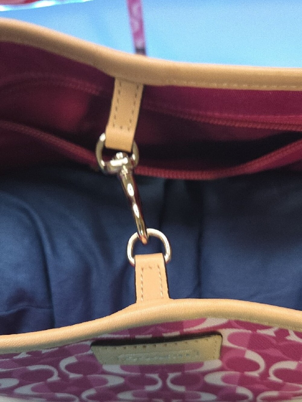 Coach Park Metro Dream C Pink Signature Canvas Tote with Tan Trim - Picture 5 of 13